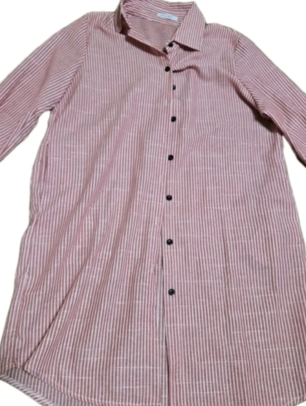 Cellabie Red/White Stripe Button Up Shirt Tunic Lonhg Sleeve XL 💵 - Picture 1 of 10